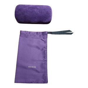 Purple Gucci glasses case with dust bag